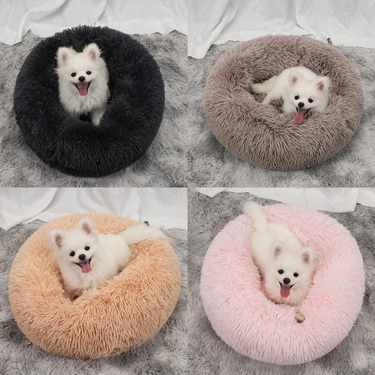 Plush Donut Dog Bed Washable Pet Cushion