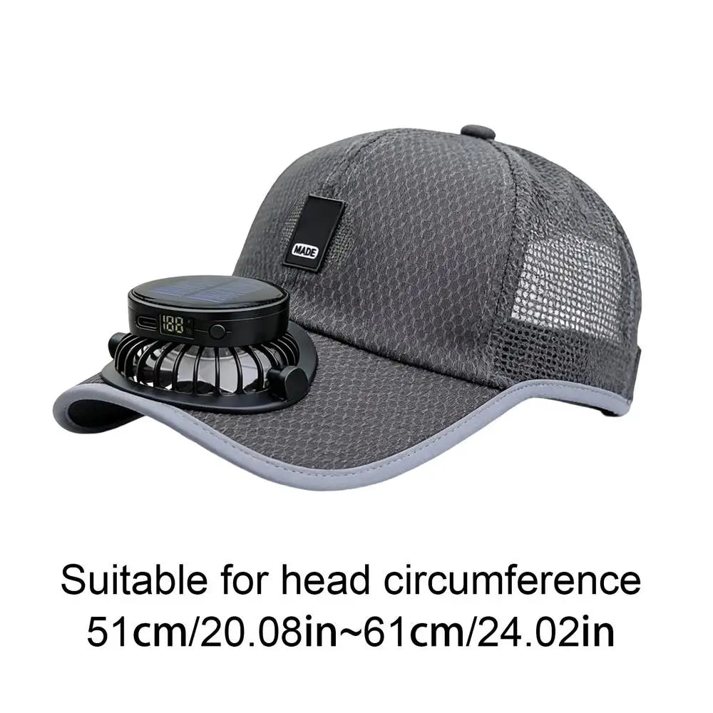 Wide Brim Solar Fan Hat With USB Charging