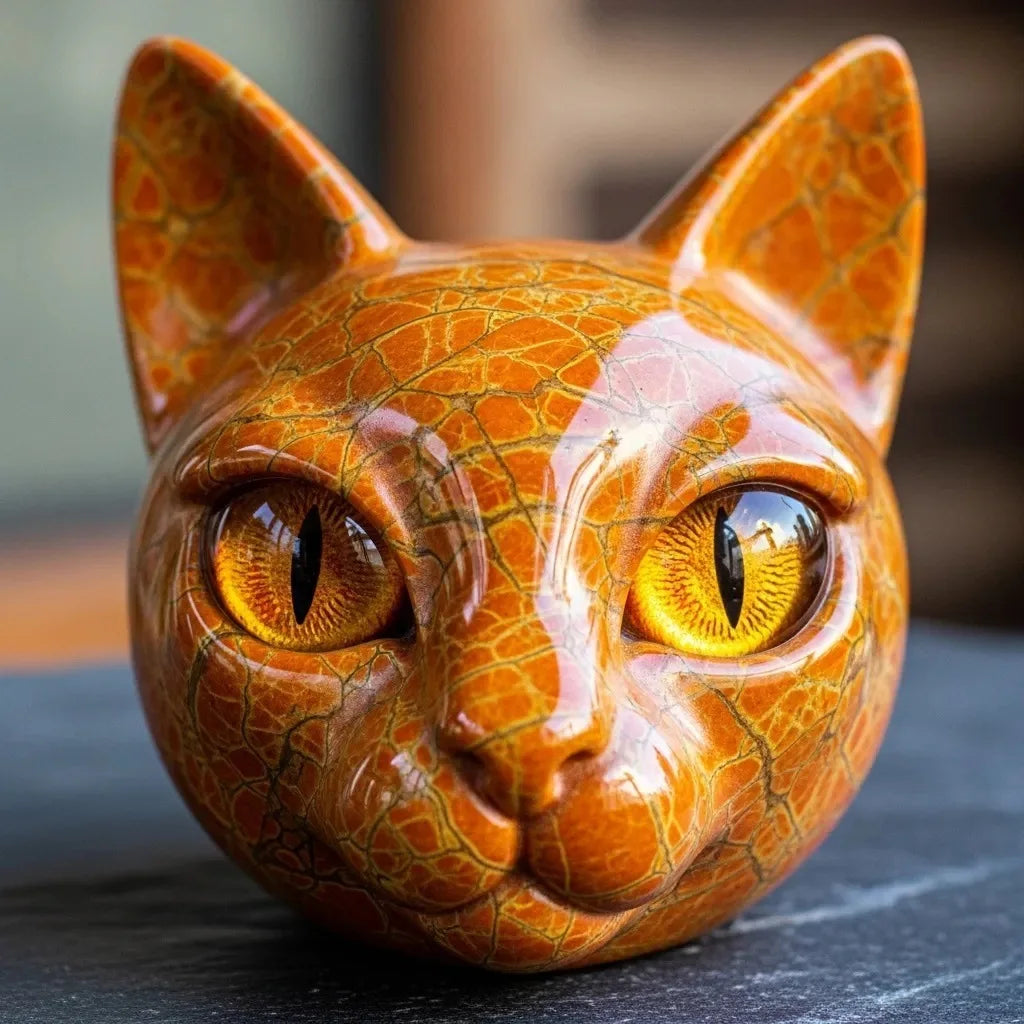 Room Embellishment Finish Home Decor Amber Eyes Black Cat Figurine Resin Ornament Halloween Office Bookshelf Decor