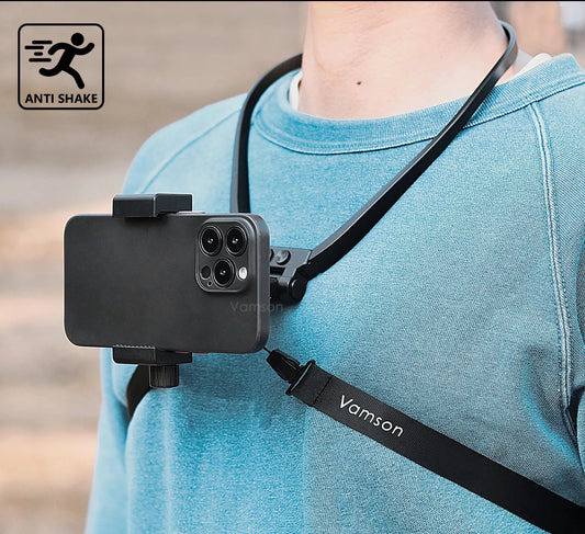 Anti-shake Neck Hold Mount for iPhone 14 13 Xiaomi Huawei Samsung Cellphone Smartphone Running Cycling Record Vlog Video