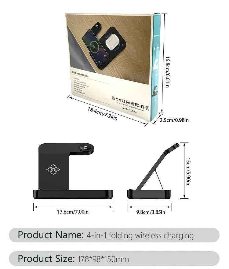 Portable Desktop Mobile Phone Wireless Charger Station 3In1 4 3 In One 3 In 1 Folding Megnetic Foldable 10W 15W Wireless Charger