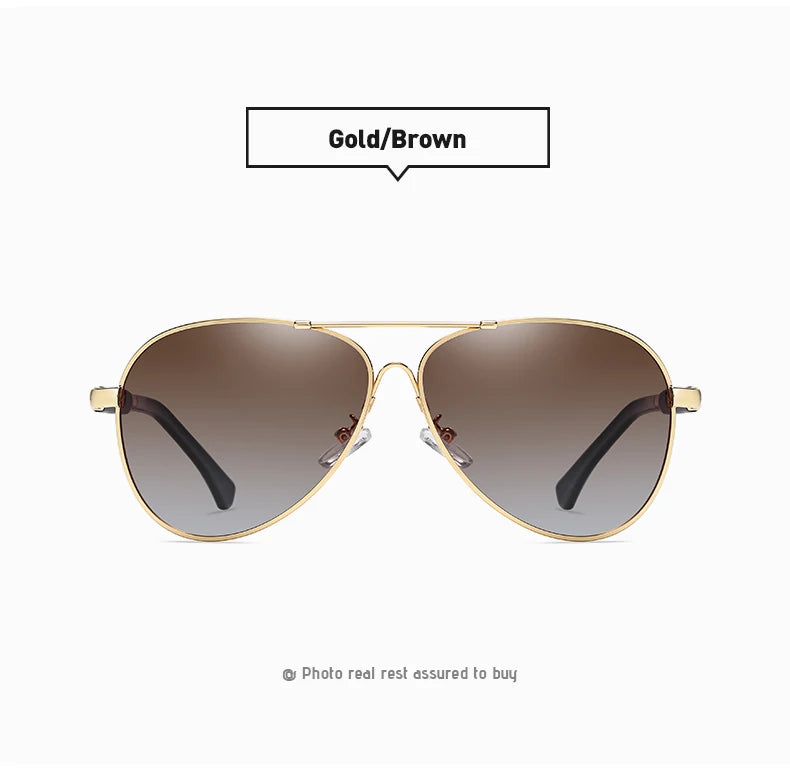 Titanium Memory Metal Photochromic Polarized UV400 Pilot Sunglasses for Men Women