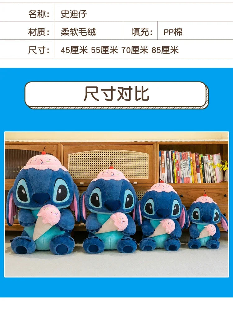 70cm Disney Ice Cream Lilo&Stitch Plush Toys Kawaii Big Size Stitch Stuffed Dolls Soft Pillow Cartoon Anime Kids Birthday Gifts