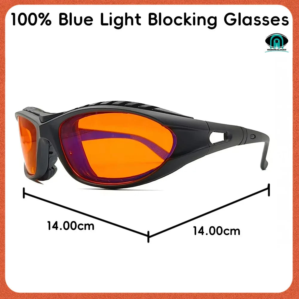 Orange Lens 100% Blue Light Blocking New Goggles Personality Glasses Gaming Reading Glasses Anti fatigue Sleep Aid Eyeglasses