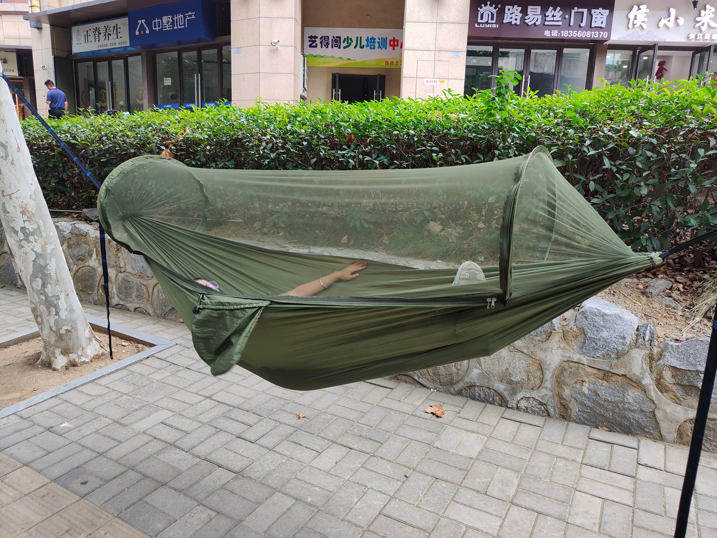 Portable Outdoor Camping Hammock with Mosquito Net High Strength Parachute- Fabric Hanging Bed Hunting Sleeping Swing