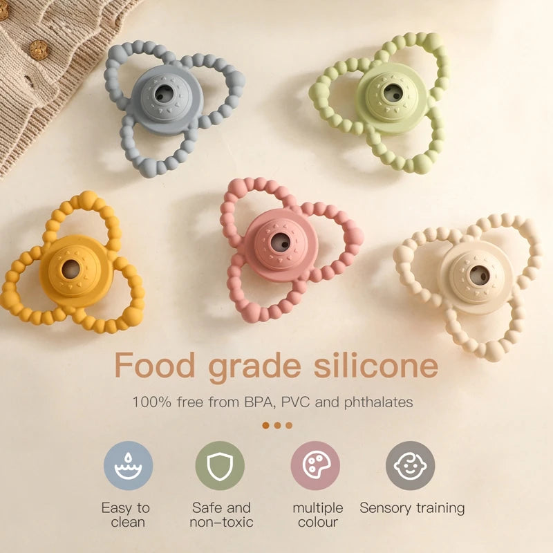 1Pcs Baby Silicone Teether Ring BPA Free Rattles Bracelet Food Grade Newborn Baby Accessories Cartoon Silicone Teething Toys