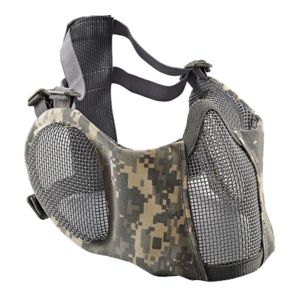 Tactical Airsoft Masks Metal Steel Net Mesh Protect Ears Mask Field Hunting Outdoor War Games Tactical Shooting Paintball Mask