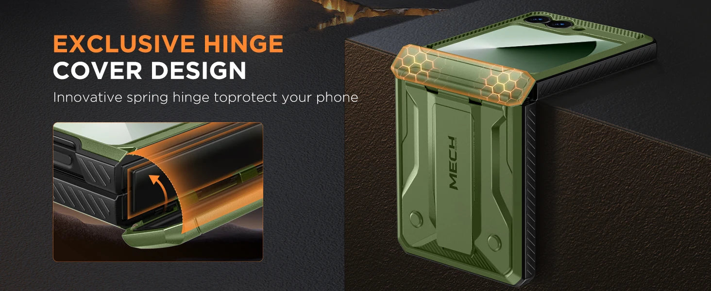 for Z Flip 6 Case with Kickstand Belt-Clip Hinge Protection Cover Screen Protector Military Grade Shockproof Phone Case