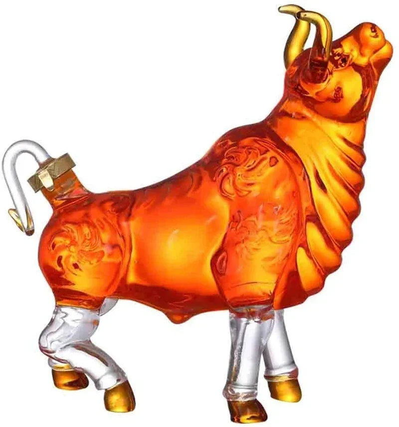 OX YEAR Whisky Glass Cow Decanter Whiskey Animal Bull Shaped Home Bar Wine Bottle For Liquor Scotch Drinkware Gift 1L Glassses