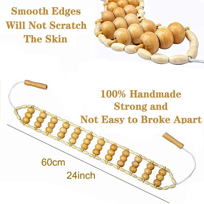 Wood Therapy Massage Tools,Wood Back Massager Roller Rope - for Body Shaping,Pain Relief,Wooden Therapy Lymphatic Tool