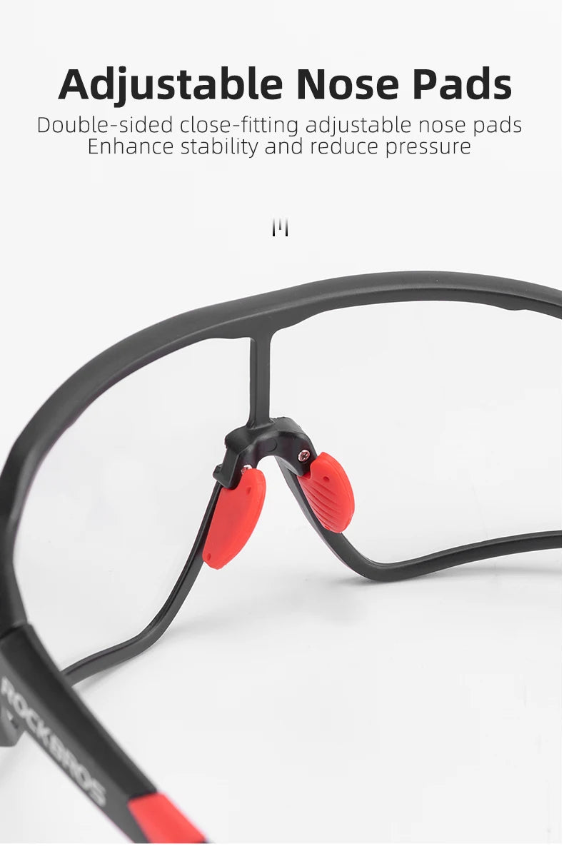 Photochromic Bicycle Glasses UV400 Goggle Large Frame Men Women Sports Bike Eyewear Sungless Adjustable Cycling Glasses