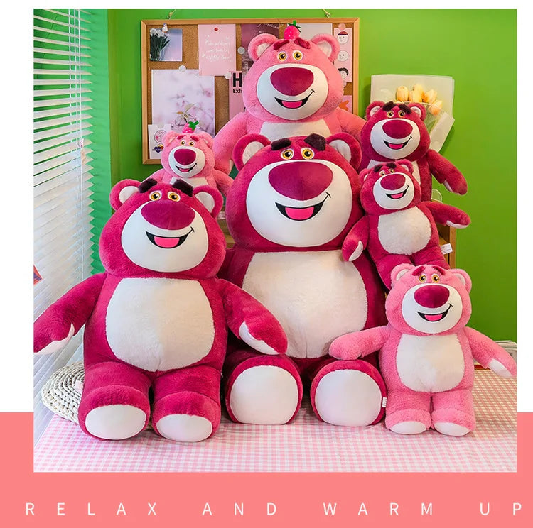 80cm Kawaii Strawberry Bear Plush Toy Bia Size Lotso Stuffed Doll Large Soft Animal Kids Birthday Gift for Girls and Children