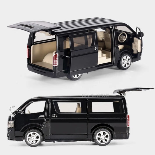 1:32 Toyota Hiace MPV Alloy Car Model Toys Diecast Van Simulated Business Vehicles Light Sound Toys