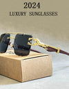 Square Sunglasses For Men New Luxury Vintage Designer Rimless Trendy Fashion Glasses Gafas De Sol Hombre