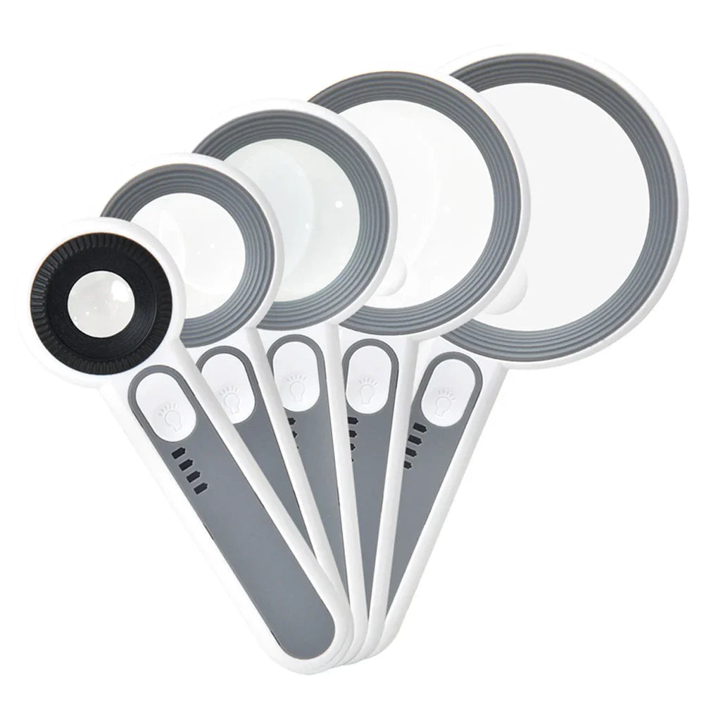 Rechargeable LED Magnifier 5X–12X Handheld with 3 Light Modes
