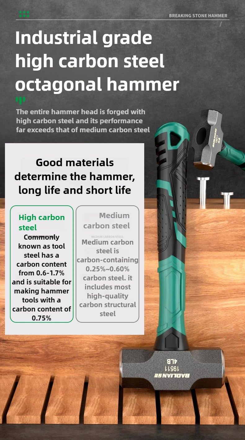Antirust High Carbon Octagonal Hammer Solid and Multifunctional Household Wall Demolition Woodworking Sledge Hammer Hand Tools