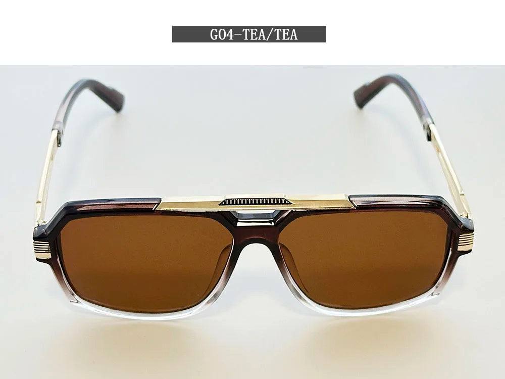 Vintage Square Alloy Frame Sunglasses With UV400 Protection