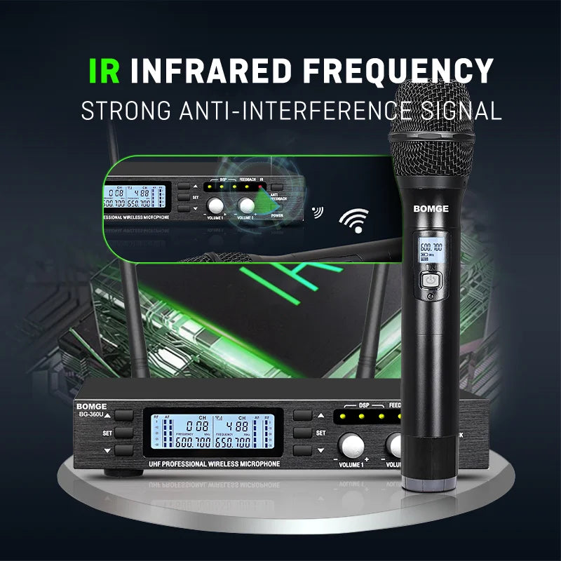 BG360U Dual Channel UHF Wireless Microphone System with DSP Effects