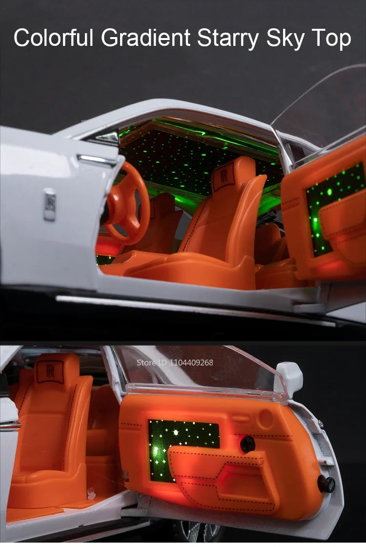 1:24 Rolls-Royce Spectre Cullinan Masory Car Model Toy Sound Light Shock Absorption Vehicle Models Desktop Ornaments Gift
