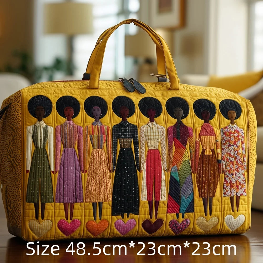 3D Quilted African Tote Bag for Women Colorful Tribal Print African Ladies Sunset Fruit Basket Gym Boho Festival Overnight Bags