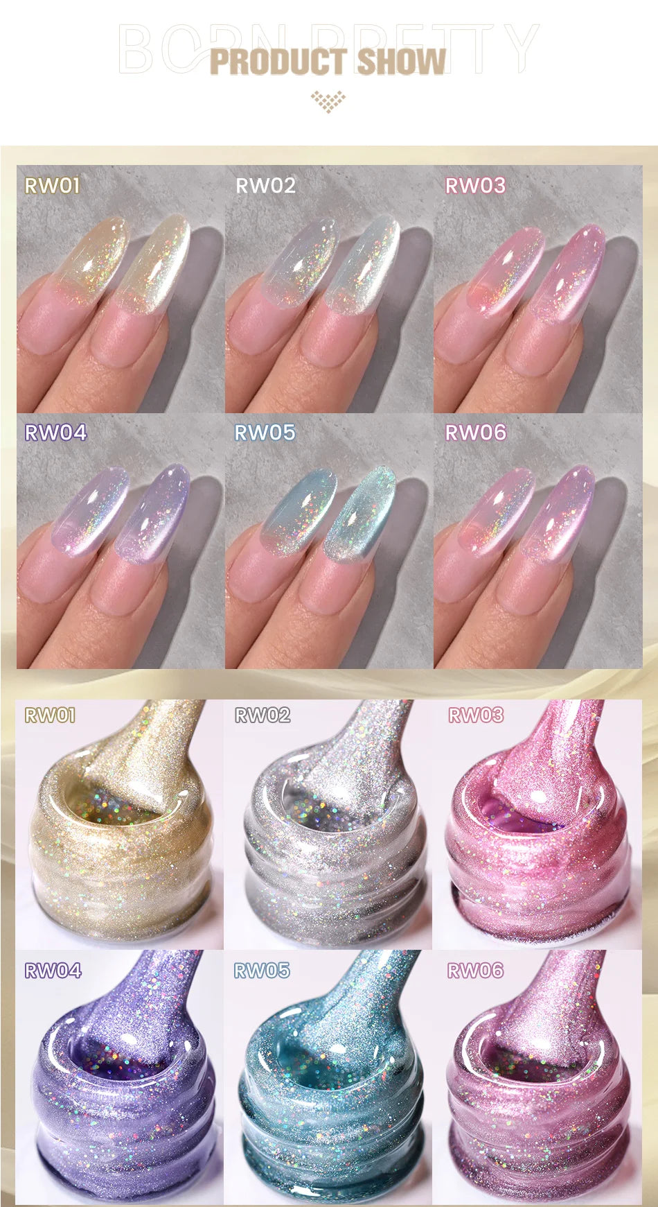 10ml Rainbow Purple Water Light Cat  Gel Nail Polish Shining Super Sliver-light Holographic Soak Off UV Gel