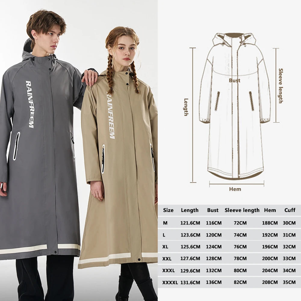Long Waterproof Oxford Cloth Rain Poncho with Hood for Adults