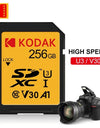 KODAK SD Cards for Camera 100MB/s High Speed Memory Card 256GB 128GB 64GB SDXC C10 A1 U3 V30 UHS-I sdcards for 4K HD SLR DV