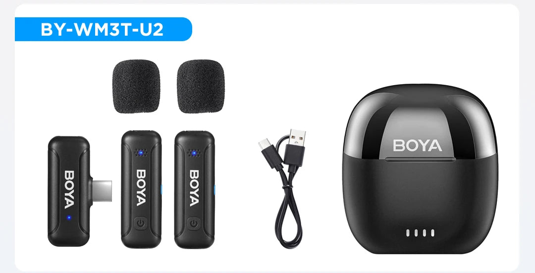 BY-WM3T Wireless Lavalier Lapel Microphone for iPhone Andriod Smartphone DSLR Cameras Live Streaming Youtube Recording Vlog