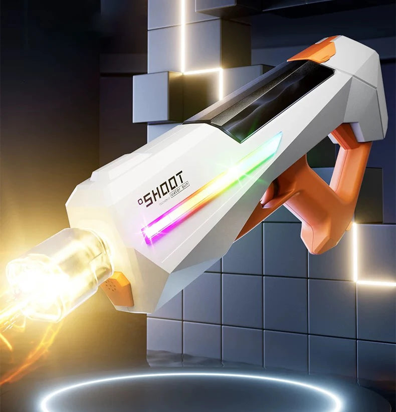 LED Fully Automatic Fire Effect Electric Water Gun Rechargeable Long Range Water Blaster