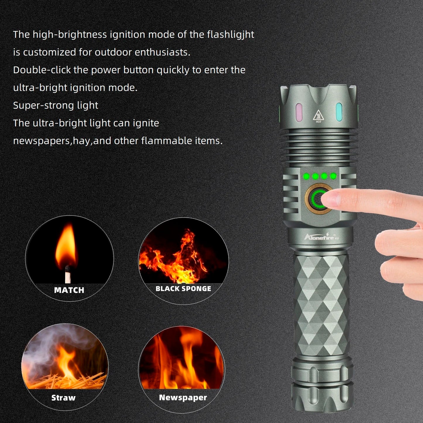 6000 Lumen Rechargeable LED Flashlight With Magnetic Base