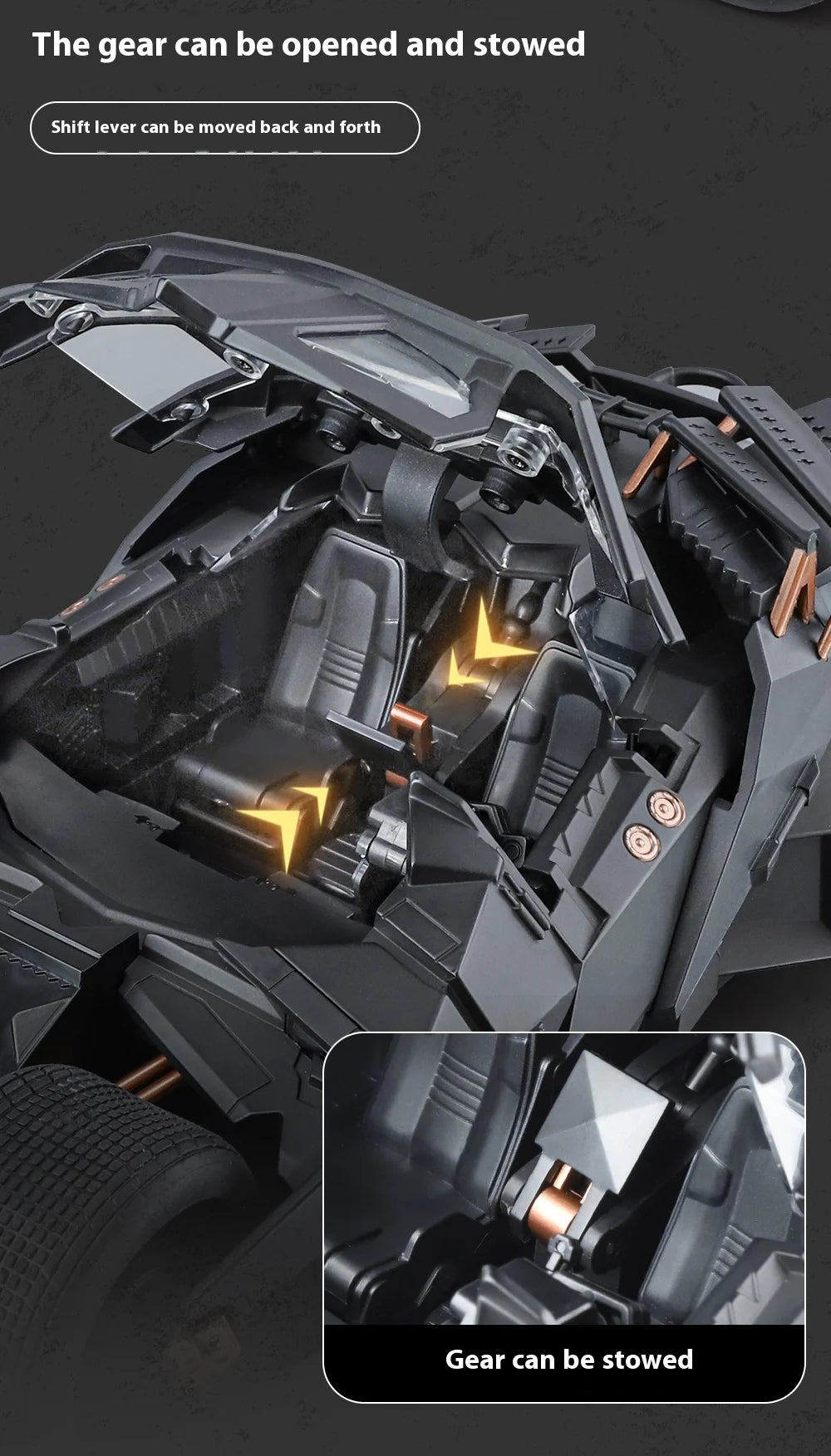 1:18 Batmobile Tumbler Alloy Diecast Model Sound Light Car Spray Function Toy Display Ornament Toys For Gift For