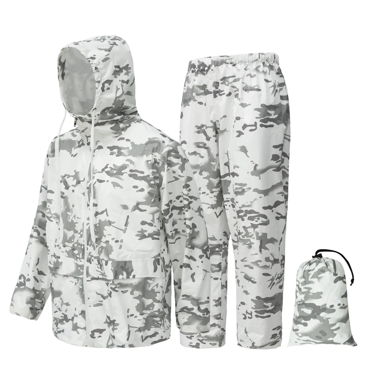 Camouflage Waterproof Folding Rain Poncho for Fishing Hiking and Camping