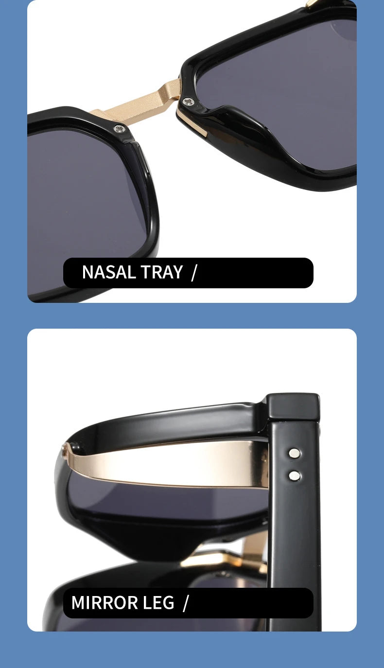 Vintage Square Punk Sunglasses With UV400 Protection