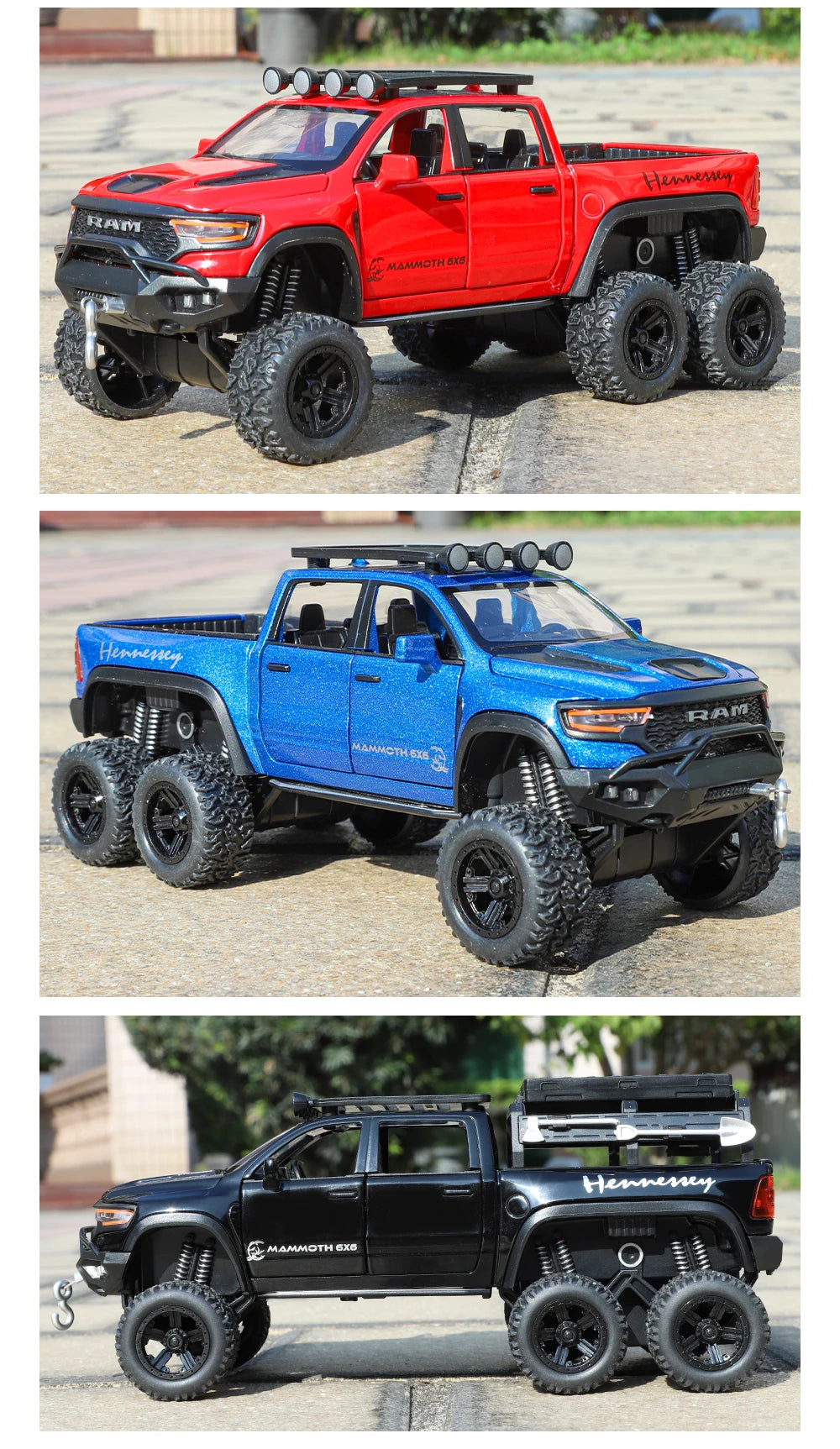 ﻿1:32 Dodge Tyrannosaurus Rex RAM 1500 TRX 6*6 Warlord Alloy Miniature Car Diecast Metal Scale Model Sound ＆ Light Toy Car