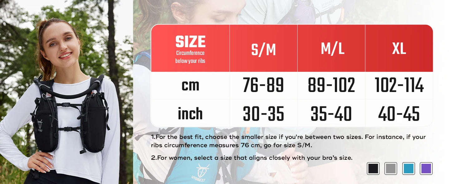 Trail Running Backpack 10L Ultra Lightweight Hydration Vest with 2L Water Bladder for Outdoor Hiking Cycling Marathon