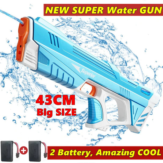 Full Automatic Electric Water Gun 43cm Portable Rechargeable Water Blaster for Outdoor Activities