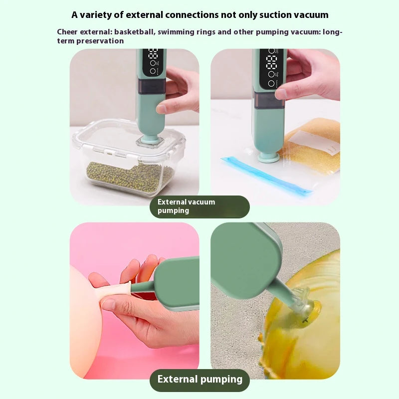 Portable USB Rechargeable Vacuum Sealer – Automatic Food & Snack Sealing Machine with 10 Vacuum Bags, 60KPa Strong Suction