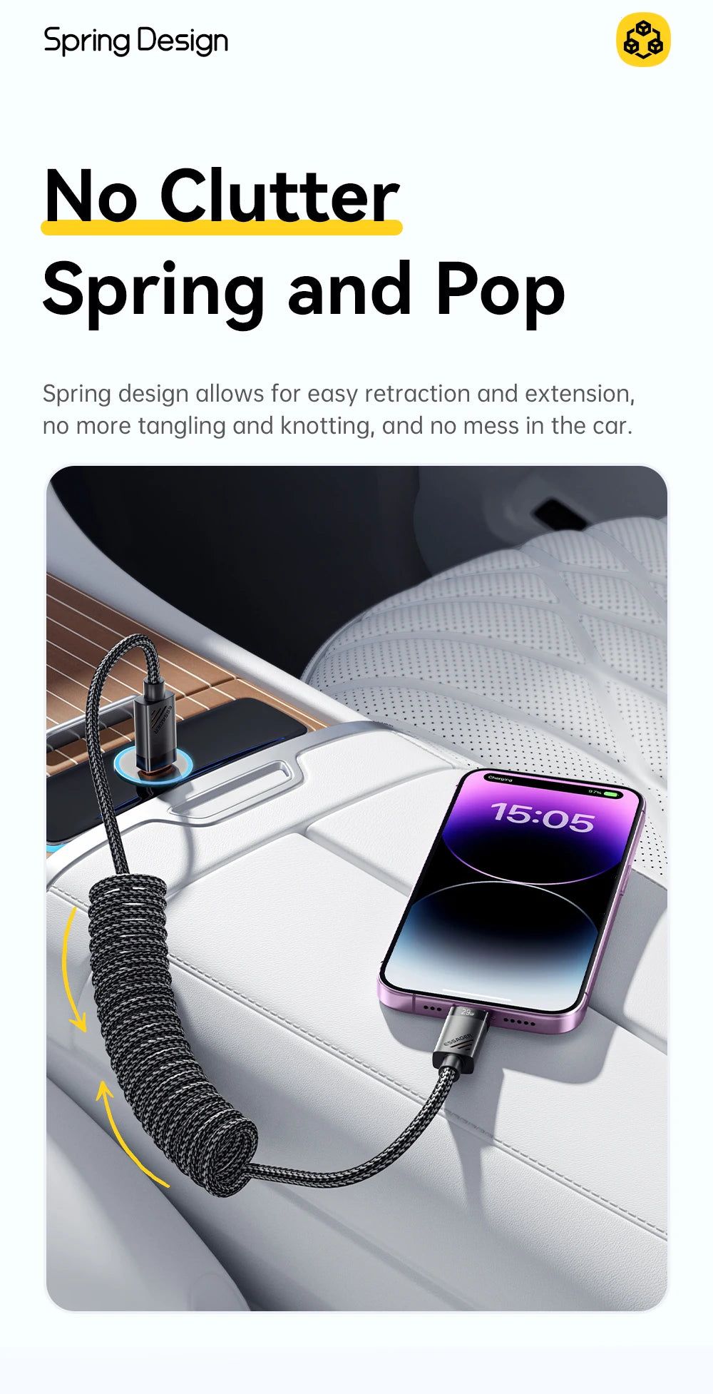 Car Spring USB-C to Lightning PD 29W Fast Charging Cable (1.8m)