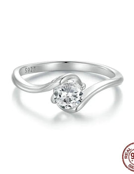 0.5CT D Color VVS1 EX Round Moissanite Wedding Ring for Women 925 Sterling Silver Classical Rings Engagement Band