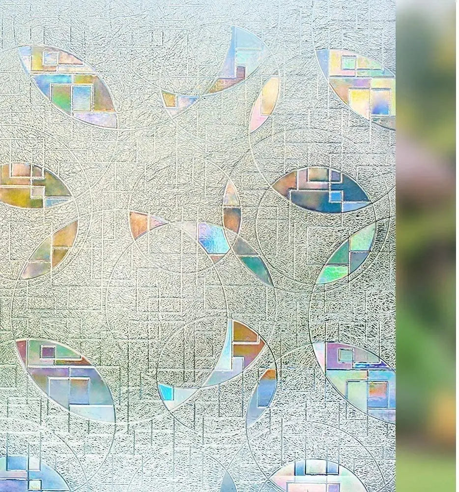 Wide 75/90 cm 3D Vinyl Window Privacy Film, Heat Insulation Rainbow Window Films, UV Protection Decorative Glass Stickers