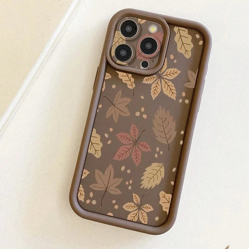 Floral Pattern Protective Camera Lens Phone Case For iPhone 17 16 14 15 Pro Max Air 16E Cover