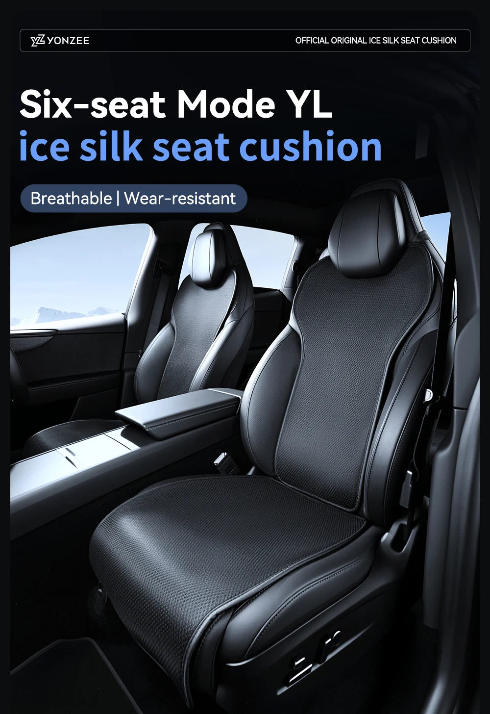 Tesla Model YL Juniper Ice Silk Seat Covers 11 Piece Set Breathable Four Season Seat Cushion Protector 6 Seat