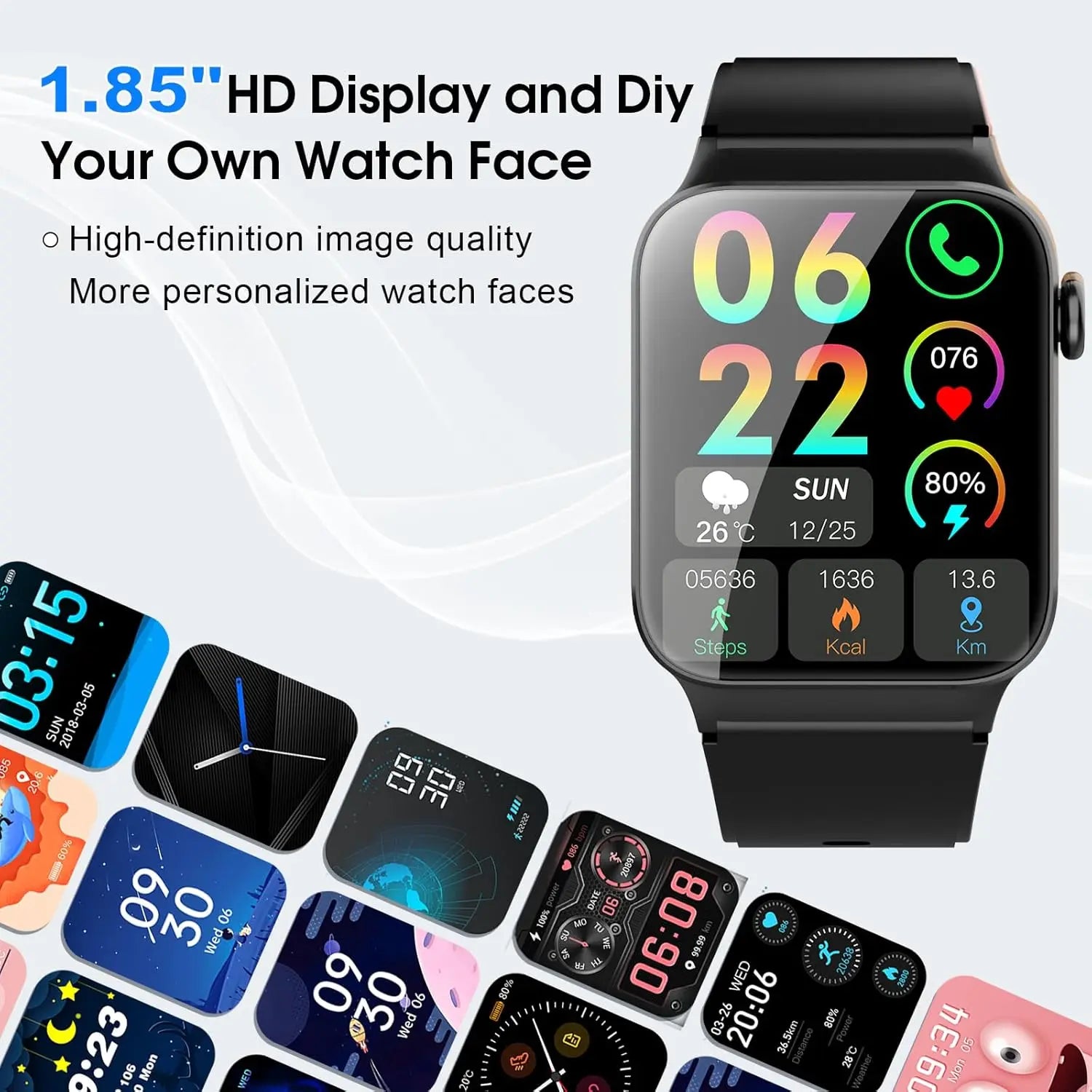 Smart Watch Sports Fitness Watch Smart Watch for Men Women  Watch Pedometer IP68 Waterproof 110+ Sports Modes