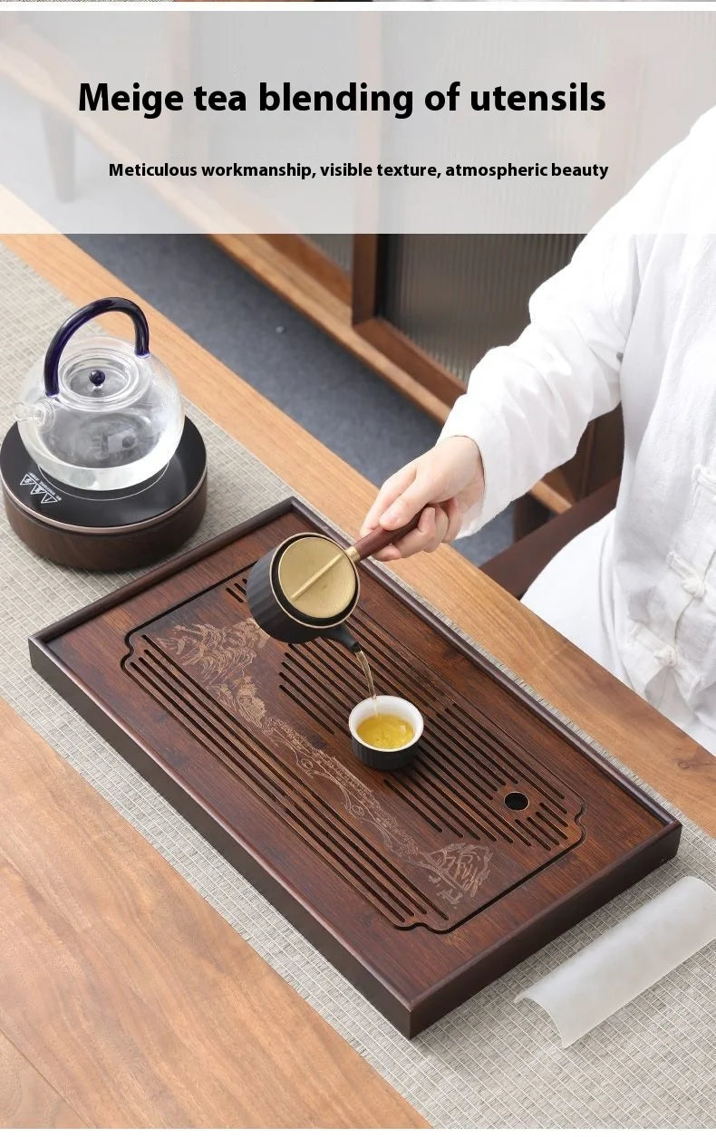 Jiangshan Tea Tray Household Small Drain Tea Table Bamboo Tea Tray Kung Fu Tea Set Accessories Tea Sea Dry Brewing Table