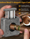 Cigar Cutter,4 in 1 Multifunction V Cut Cutter with Cigar Punch,Cigar Holder & Twin Nubber,Suitable for Max 60 Ring Gauge Cigars