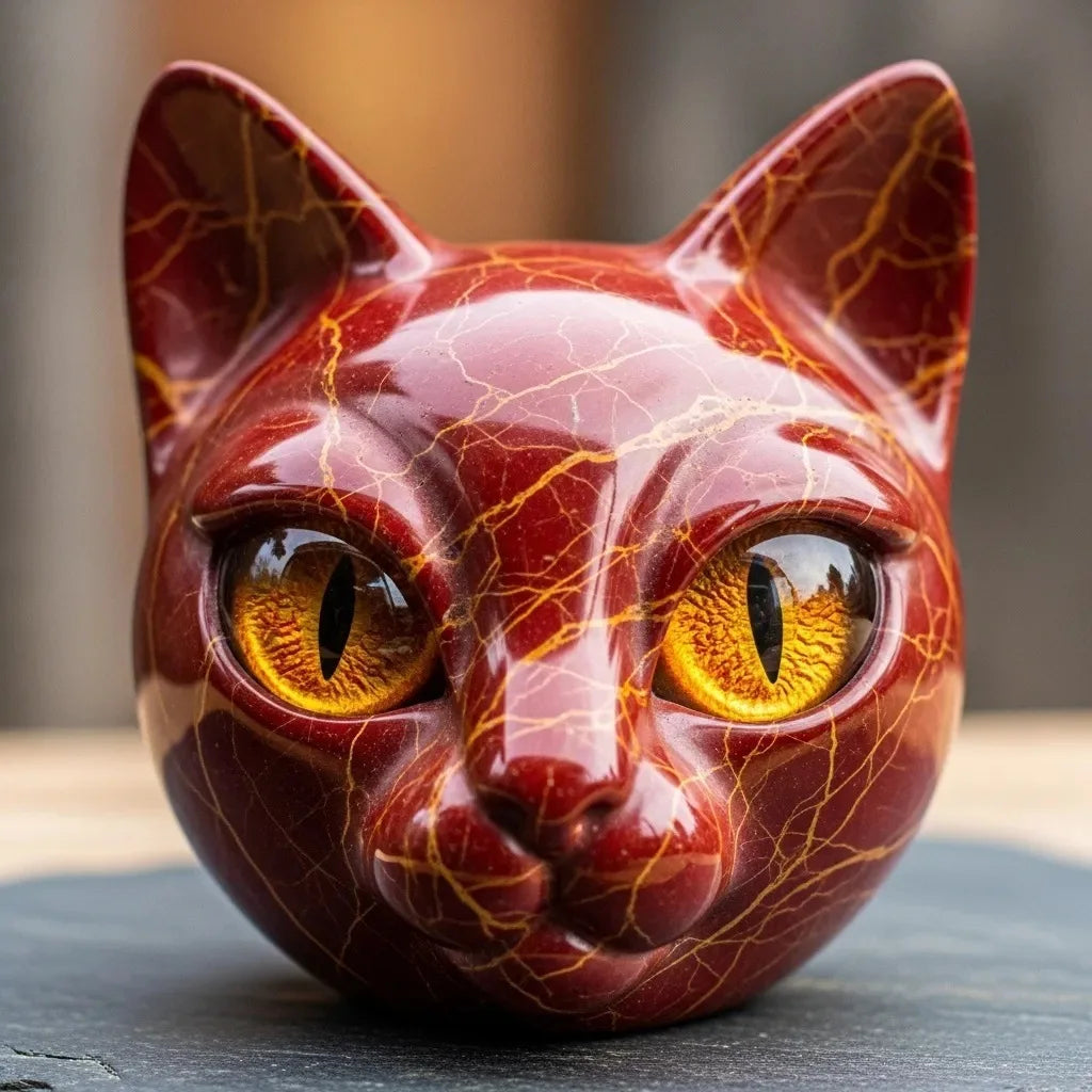 Room Embellishment Finish Home Decor Amber Eyes Black Cat Figurine Resin Ornament Halloween Office Bookshelf Decor
