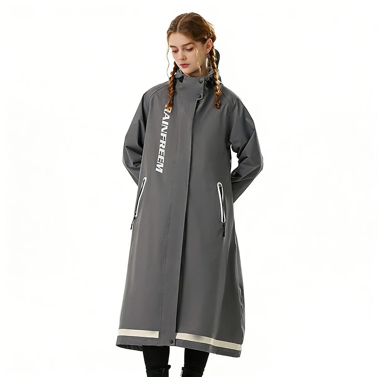 Long Waterproof Oxford Cloth Rain Poncho with Hood for Adults