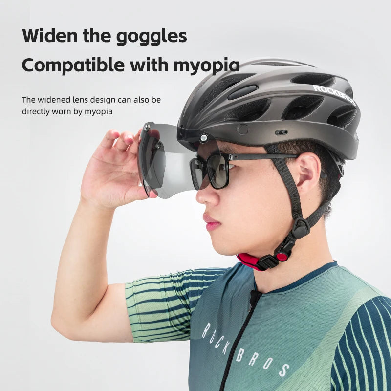 Cycling Helmet With Goggles Visor Brim Adults Riding Bike Helmet Breathable Ultralight MTB Road Bicycle Helmet
