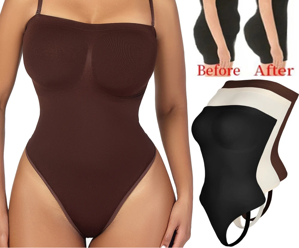 Women Tummy Control Thong Bodysuit – Slimming Compression Shapewear