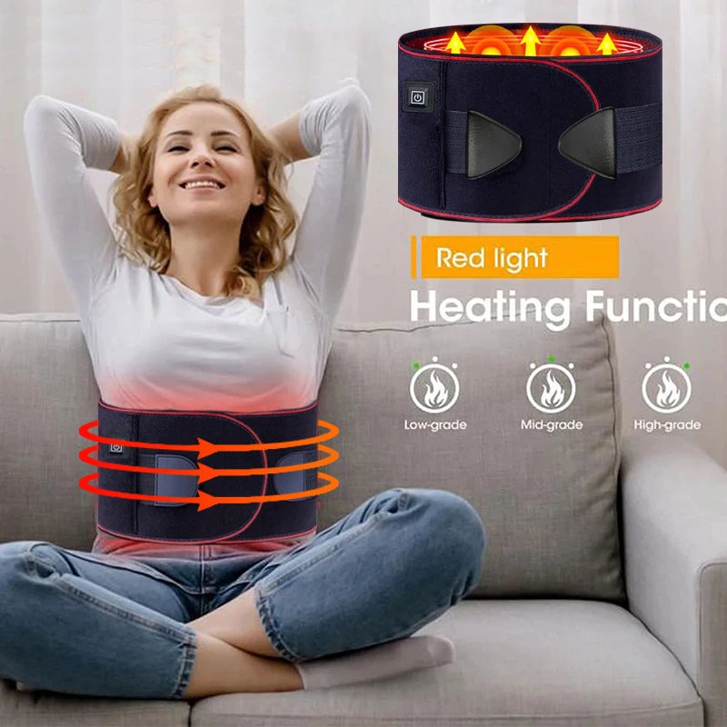 Electric Heating Belt With Adjustable Temperature Vibration Massage Waist Warmth and Hot Compress Belt